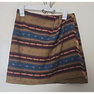 Vtge Tracy Evans Ltd Southwestern Wrap Mini Skirt 100% Cotton Sz 13 Made in USA